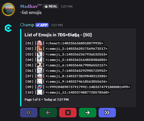 List Emojis Command Preview