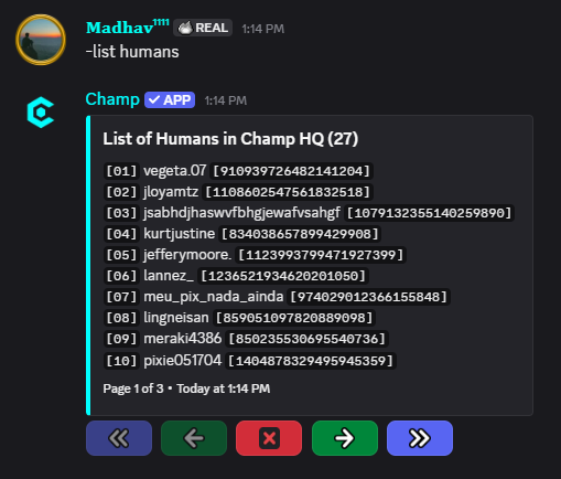 List Humans Command Preview