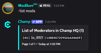 List Mods Command Preview