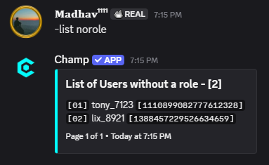 List Norole Command Preview