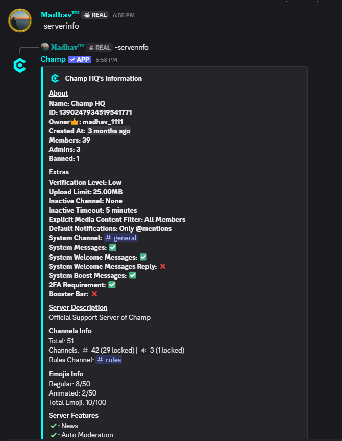 Serverinfo Command Preview